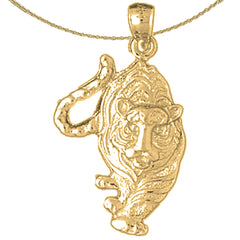 10K, 14K or 18K Gold Tiger Pendant