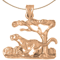 10K, 14K or 18K Gold Tiger In The Woods Pendant