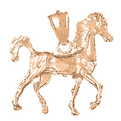 Colgante de caballo 3D de oro de 10K, 14K o 18K