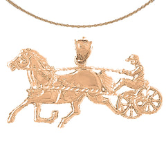 Colgante de caballo y carruaje de oro de 10 quilates, 14 quilates o 18 quilates