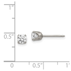 Inverness Stainless Steel Polished 5mm CZ Post Earrings