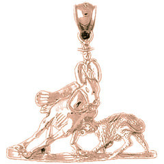 10K, 14K or 18K Gold Cowboy And Horse Pendant