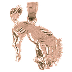 10K, 14K or 18K Gold Rodeo Horse Pendant