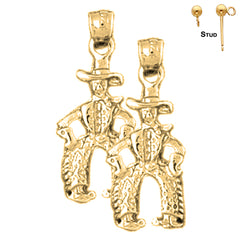 Sterling Silver 20mm Cowboy Earrings (White or Yellow Gold Plated)