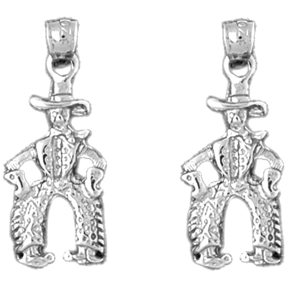 Sterling Silver 20mm Cowboy Earrings