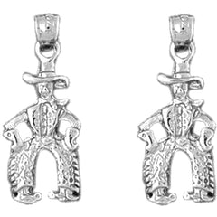 Sterling Silver 20mm Cowboy Earrings