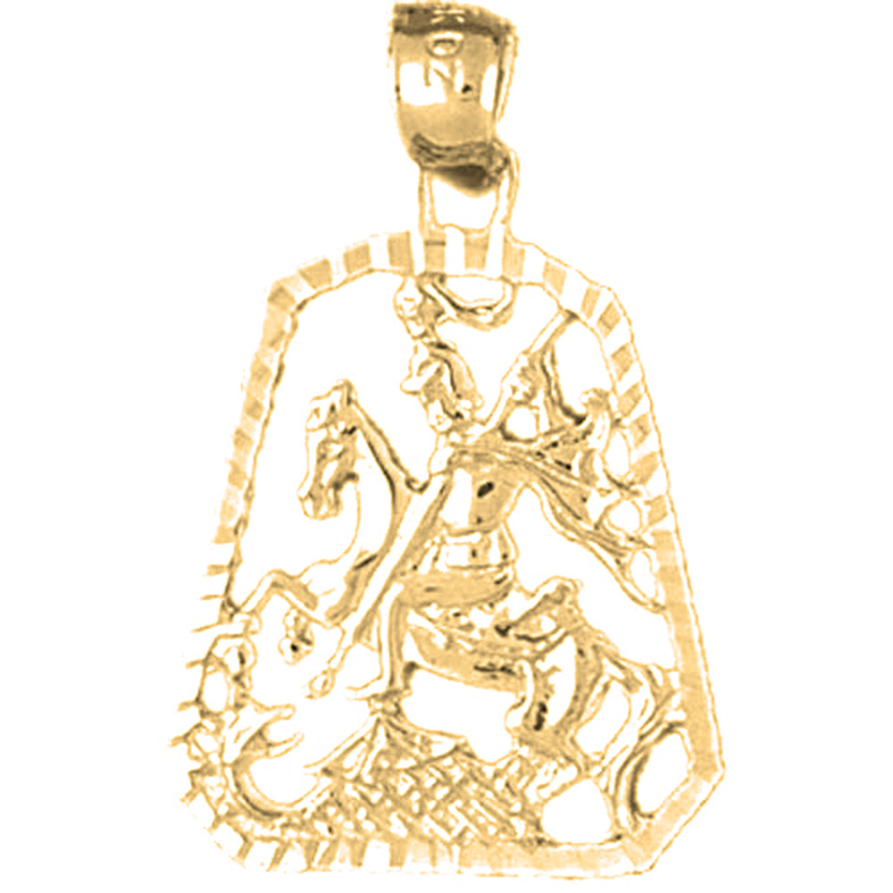 14K or 18K Gold Saint George Killing the Dragon Pendant