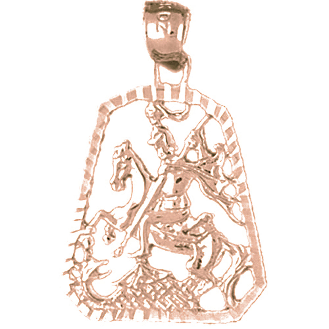 14K or 18K Gold Saint George Killing the Dragon Pendant