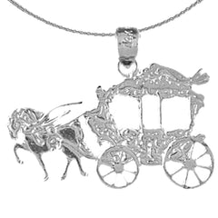 10K, 14K or 18K Gold Horse And Wagon Pendant