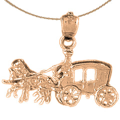 Anhänger „Pferd und Wagen“ aus 14 Karat oder 18 Karat Gold