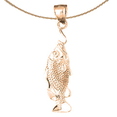 10K, 14K or 18K Gold Fish On Hook Pendant