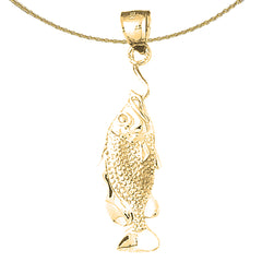 10K, 14K or 18K Gold Fish On Hook Pendant