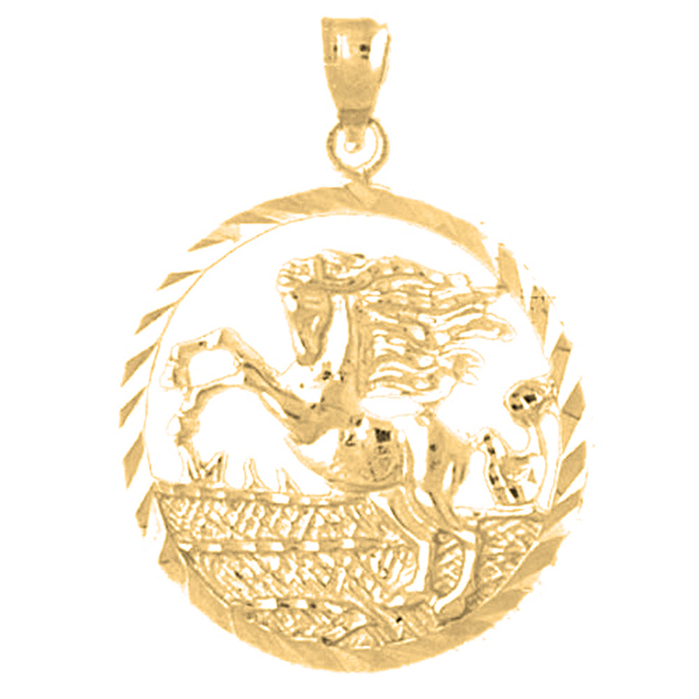 10K, 14K or 18K Gold Pegasus Pendant