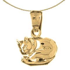 14K or 18K Gold Cat Pendant