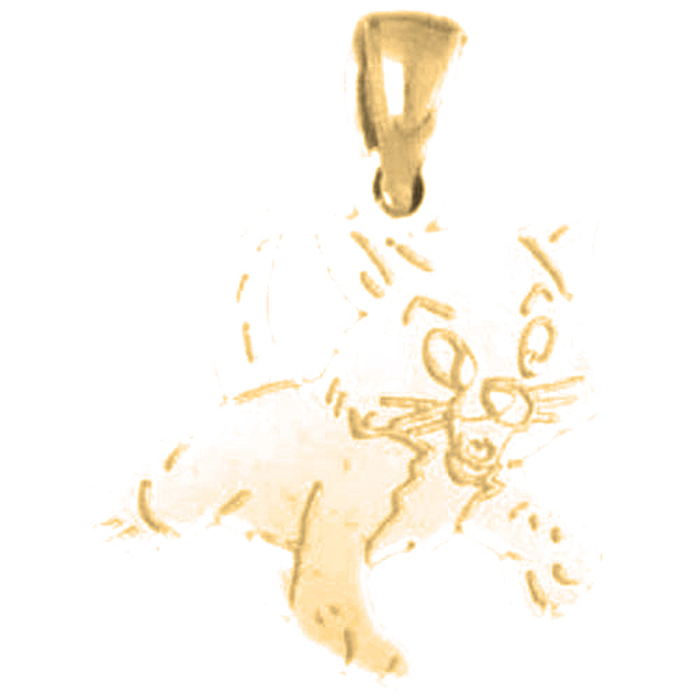 14K or 18K Gold Cat Pendant