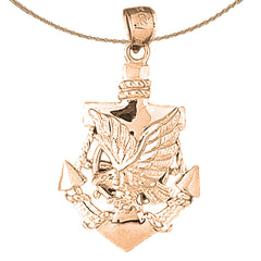 10K, 14K or 18K Gold Anchor And Eagle Pendant