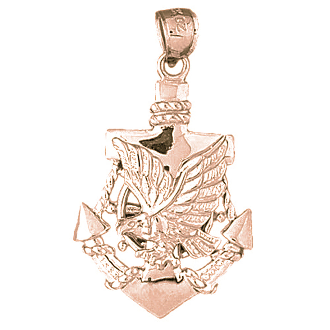 10K, 14K or 18K Gold Anchor And Eagle Pendant