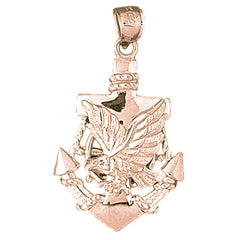 10K, 14K or 18K Gold Anchor And Eagle Pendant