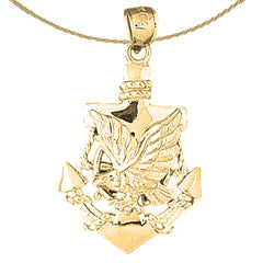 10K, 14K or 18K Gold Anchor And Eagle Pendant