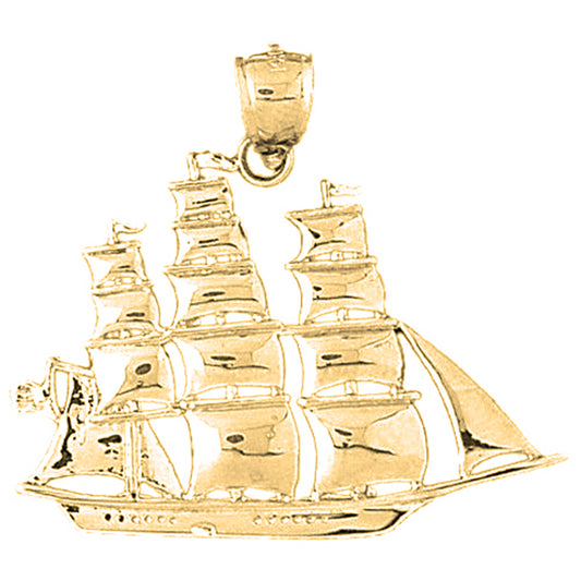 10K, 14K or 18K Gold Pirate Ship Pendant