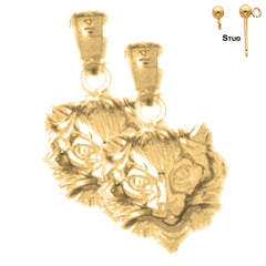 Pendientes de gato de oro de 14 quilates o 18 quilates de 19 mm