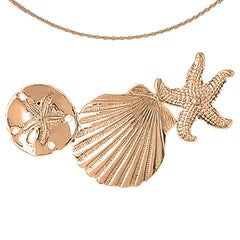 10K, 14K or 18K Gold Sand Dollar, Shell, And Starfish Pendant