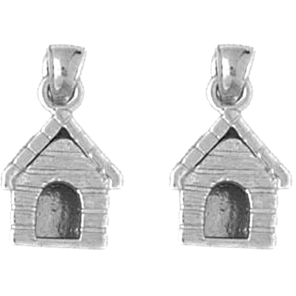 Sterling Silver 17mm Dog House Earrings