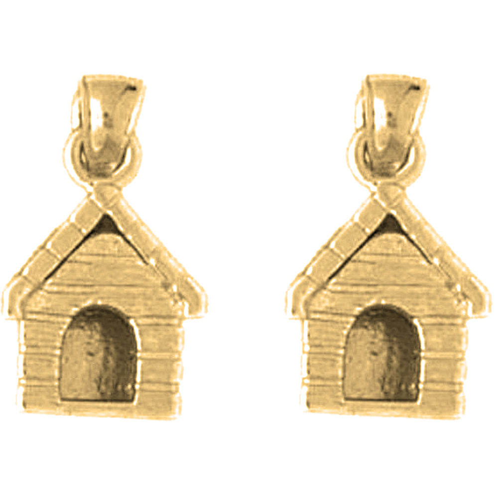 Yellow Gold-plated Silver 17mm Dog House Earrings