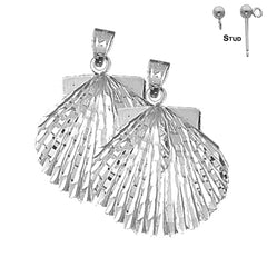 Sterling Silver 29mm Shell Earrings (White or Yellow Gold Plated)