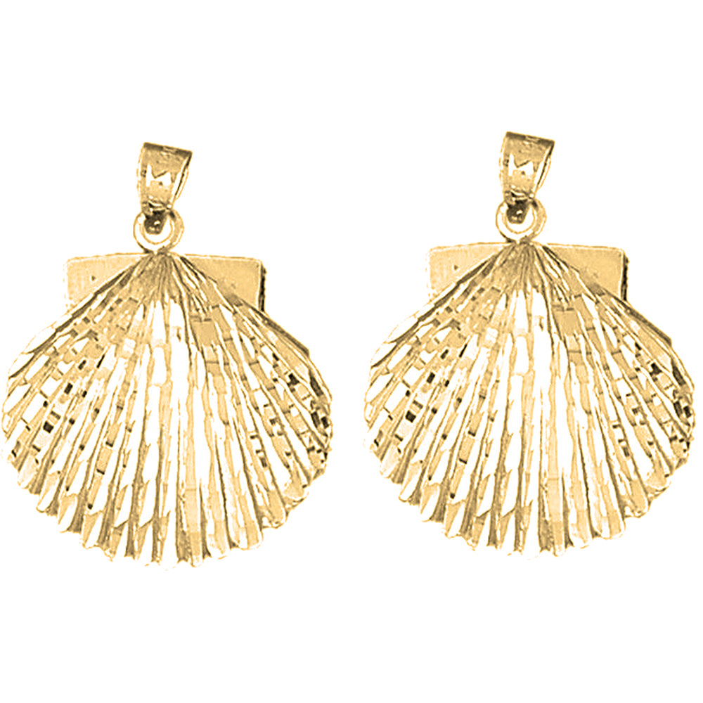 Yellow Gold-plated Silver 29mm Shell Earrings