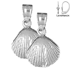 Sterling Silver 21mm Shell Earrings (White or Yellow Gold Plated)