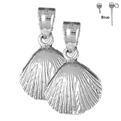 Pendientes de concha de plata de ley de 21 mm (chapados en oro blanco o amarillo)