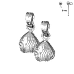 Pendientes de concha de plata de ley de 15 mm (chapados en oro blanco o amarillo)