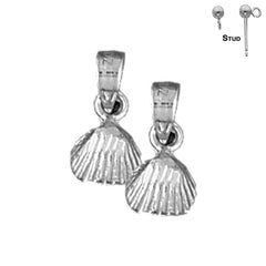 Sterling Silver 13mm Shell Earrings (White or Yellow Gold Plated)