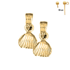Sterling Silver 13mm Shell Earrings (White or Yellow Gold Plated)