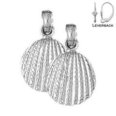 Sterling Silver 19mm Shell Earrings (White or Yellow Gold Plated)