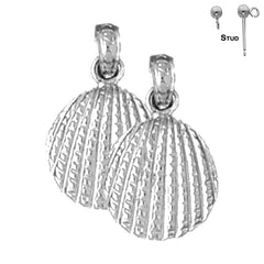 Sterling Silver 19mm Shell Earrings (White or Yellow Gold Plated)