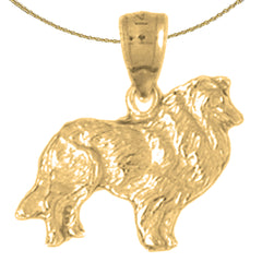 Colgante de perro Collie de oro de 14K o 18K