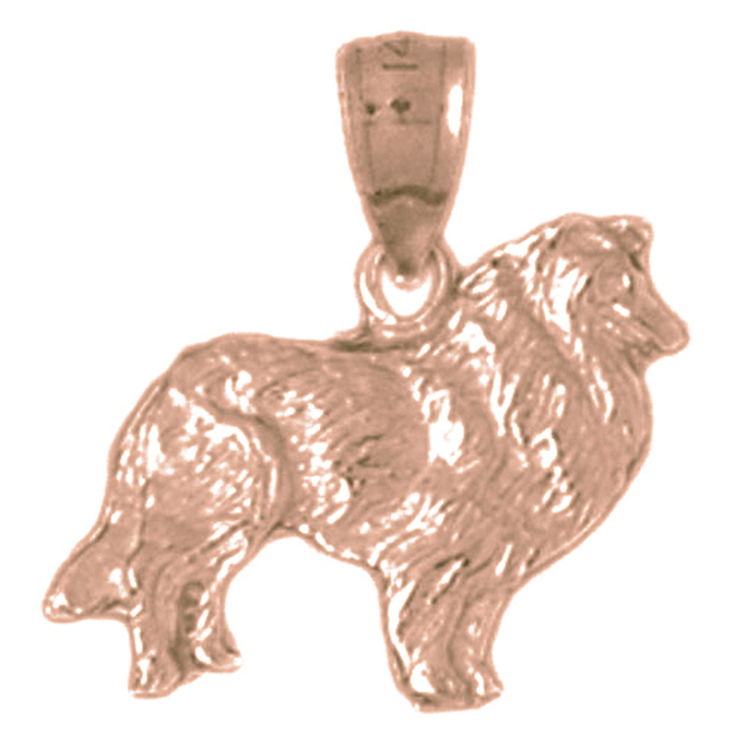 14K or 18K Gold Collie Dog Pendant