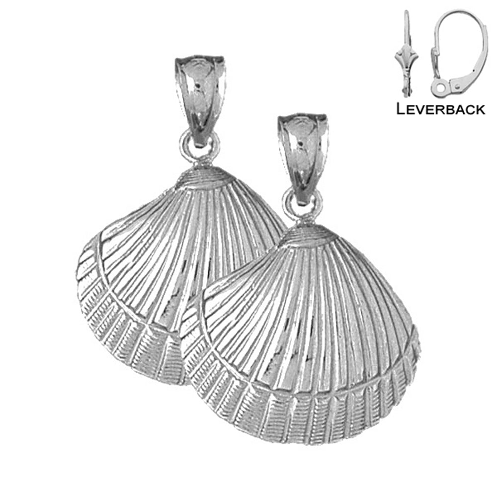 Sterling Silver 30mm Shell Earrings (White or Yellow Gold Plated)