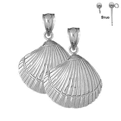 Sterling Silver 30mm Shell Earrings (White or Yellow Gold Plated)