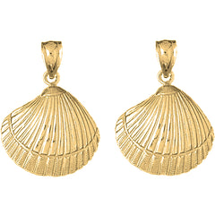 Yellow Gold-plated Silver 30mm Shell Earrings