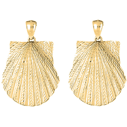 Yellow Gold-plated Silver 42mm Shell Earrings