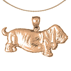 Colgante de perro Basset Hound de oro de 10K, 14K o 18K