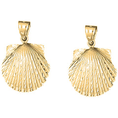 Yellow Gold-plated Silver 29mm Shell Earrings