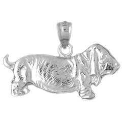 10K, 14K or 18K Gold Basset Hound Dog Pendant