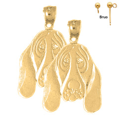 14K or 18K Gold Basset Hound Dog Earrings