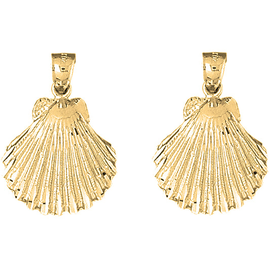 Yellow Gold-plated Silver 31mm Shell Earrings