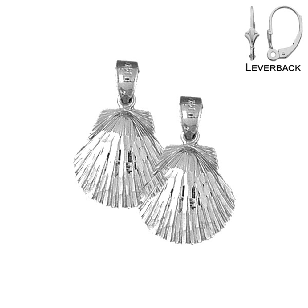 Sterling Silver 23mm Shell Earrings (White or Yellow Gold Plated)