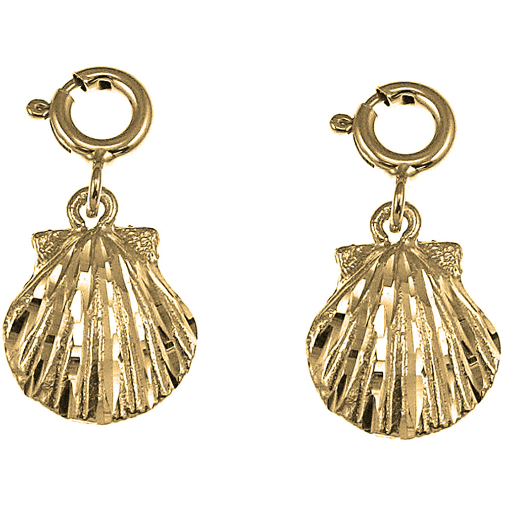 14K or 18K Gold 14mm Shell Earrings